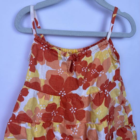 Janie and Jack Linen Sundress Orange Yellow Floral Tiered 18-24 Months - Picture 4 of 8
